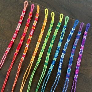 Set of 10 embroidery thread bracelets